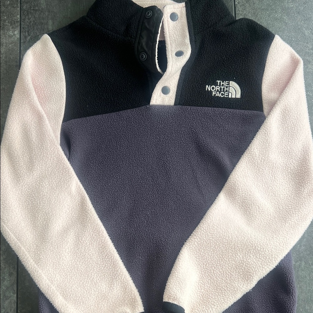 The North Face Kids' Black and Light Pink Fleece Hoodie